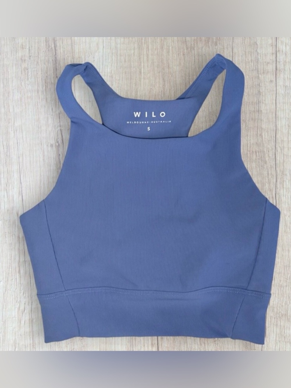 WILO The Label Ribbed Sports Bra Crop Tank Blue Racerback Cropped Size S